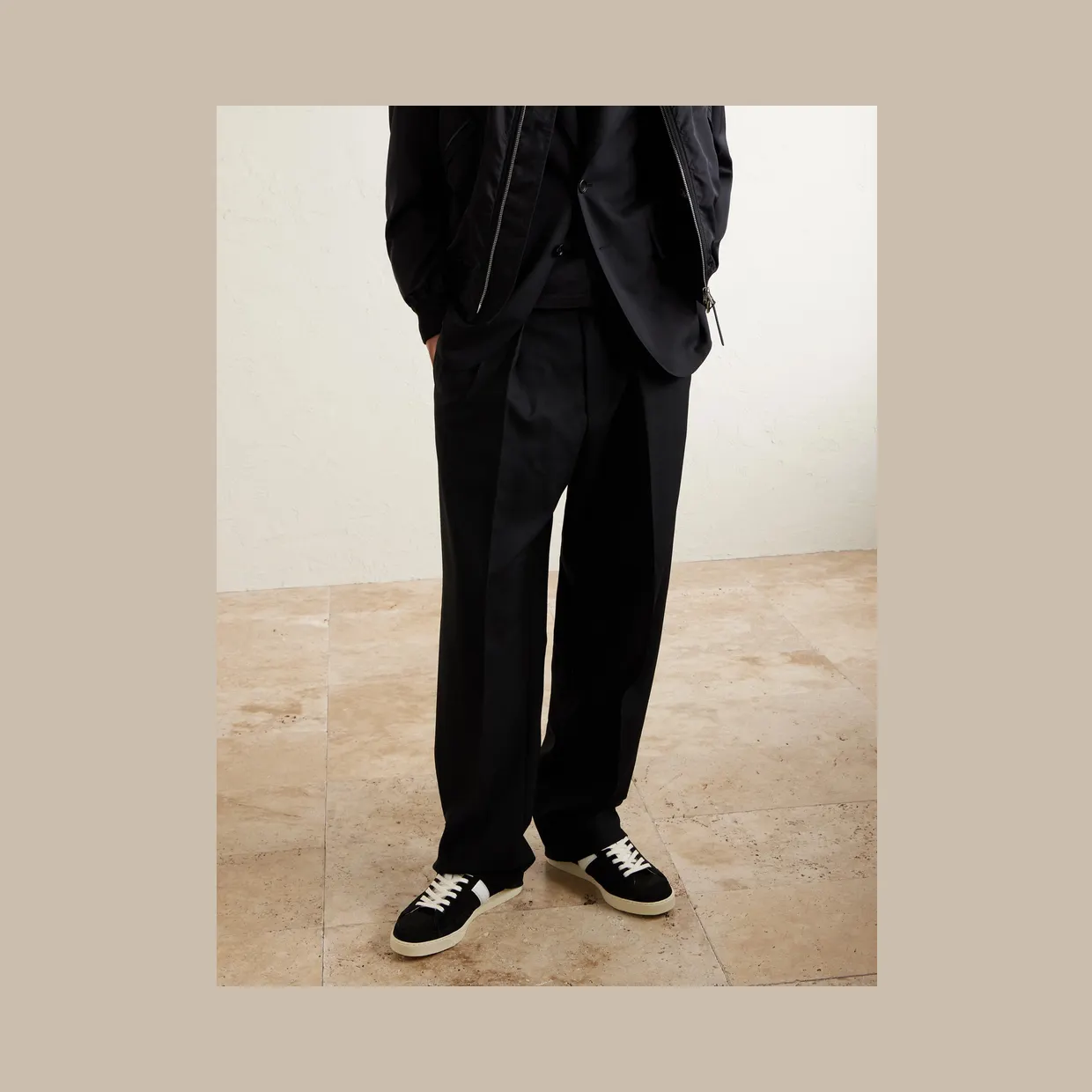 Tom Ford Blake Leather-Trimmed Suede Sneakers Black (J1597-LCL046N) (2)