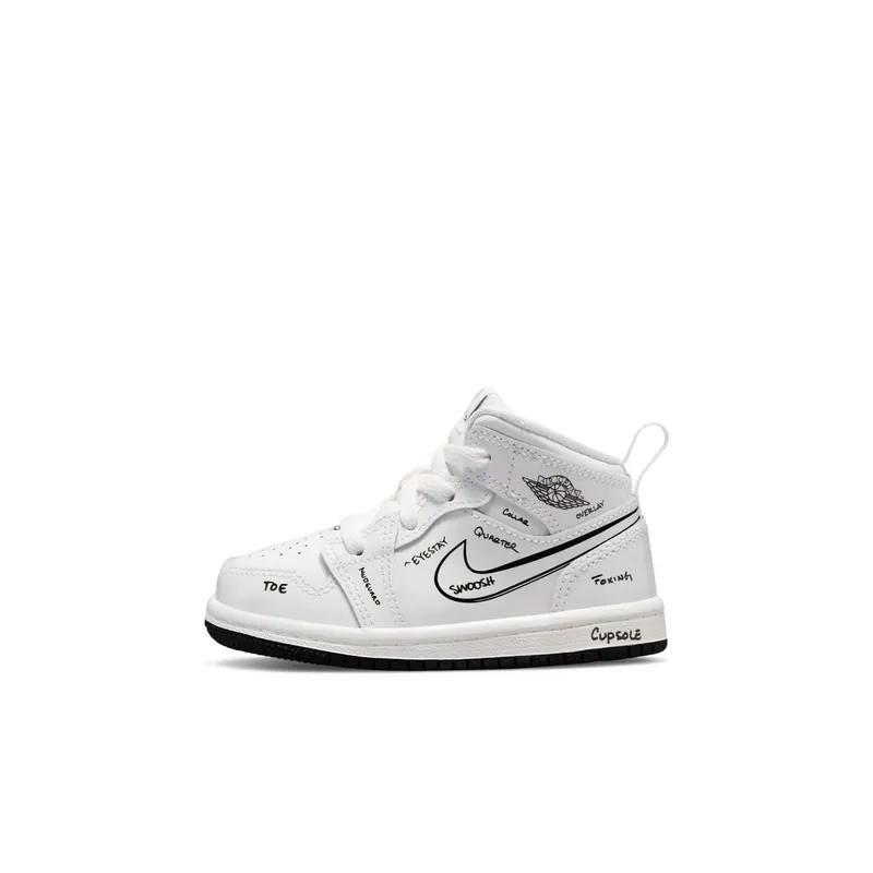 Jordan 1 Mid Schematic “White / Black” (DQ1865-100)
