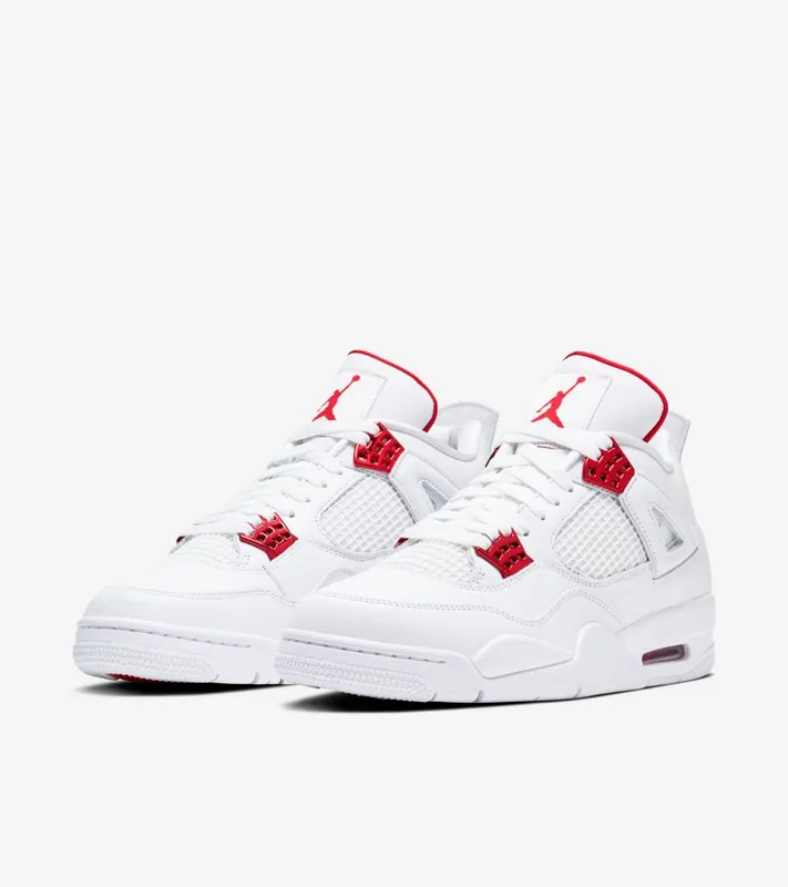 Jordan 4 Retro Metallic Red (GS) White/University Red-Metallic Silver (408452-112)