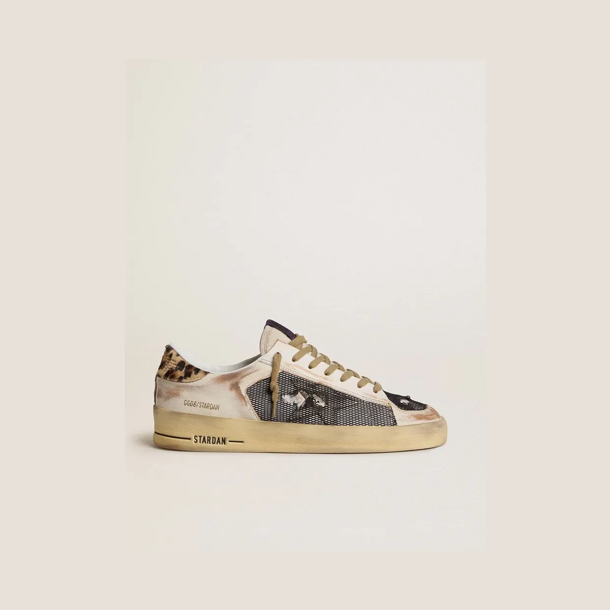 Golden Goose Stardan In Nappa And Mesh With Leopard-Print Pony Skin Heel Tab (GMF00370.F007937.83187)