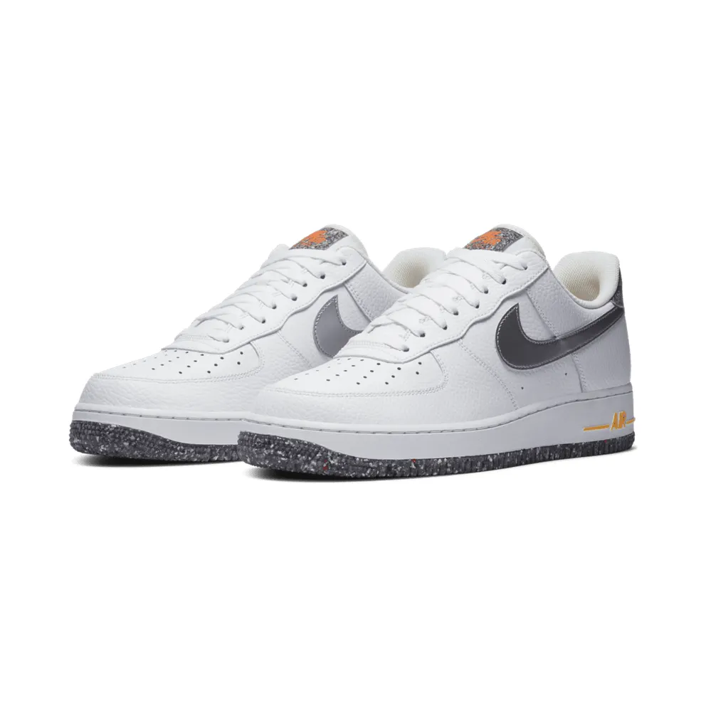 Nike Air Force 1 Crater Grind White White/Metallic Silver-Light Smoke Grey-Laser Orange (DA4676-100)