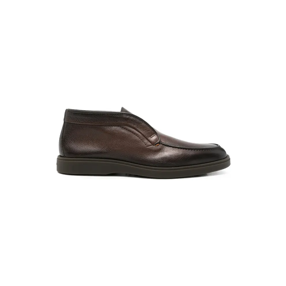 Santoni Grainy Leather Slip-on “Brown” (MGDT19404DKTS MPGT50)