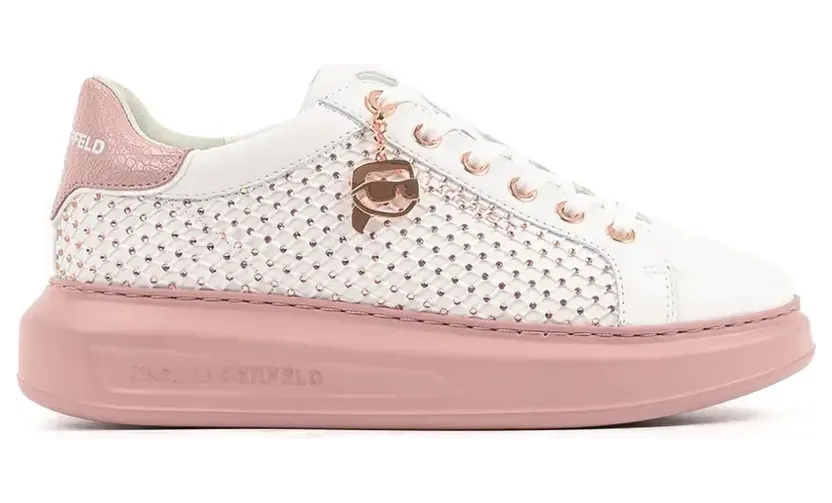 Karl Lagerfeld crystal-embellished leather sneakers – Wit (KL62577N01P)