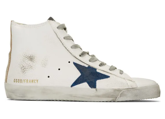 Golden Goose White and Gold Francy Sneakers (G35MS591.C20)