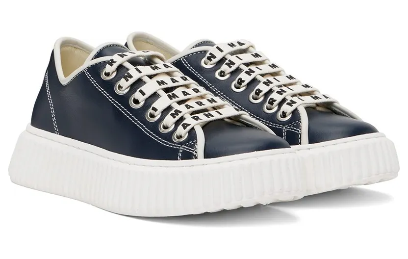 Marni Kids Navy Logo Lace Sneakers (69012) (4)