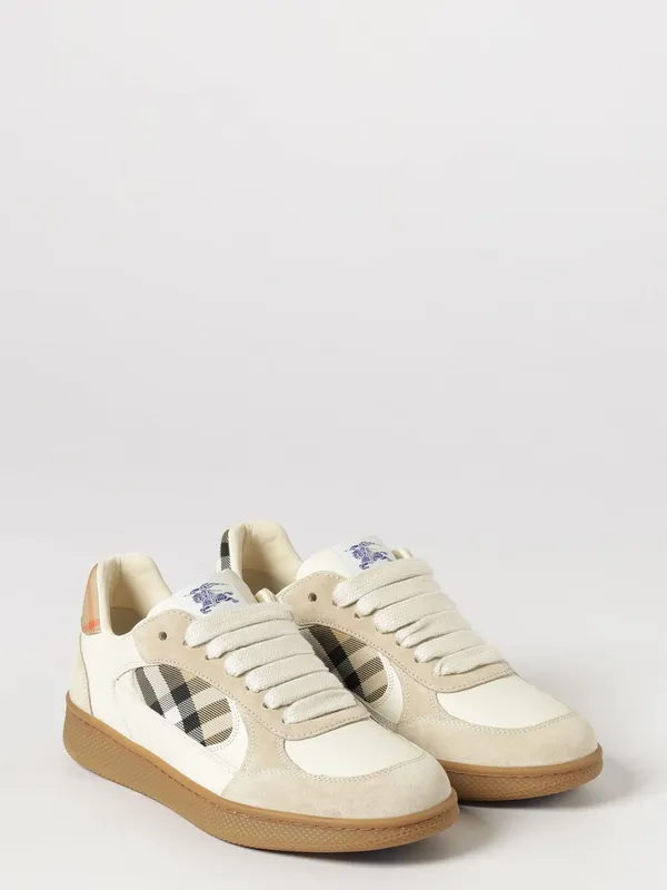 BURBERRY Terrace Low Top Trainers in Leather with Vintage Check Inserts Beige (8127510)