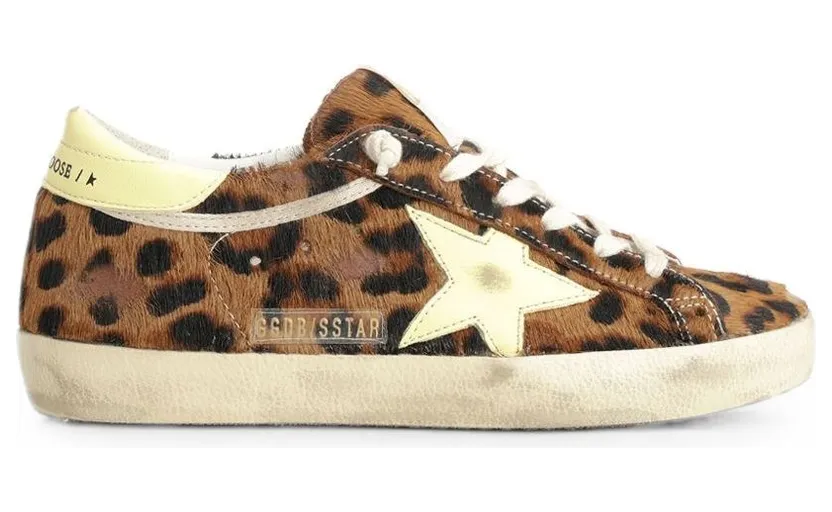 Golden Goose Super-Star Beige Brown Leopard Pale Yellow