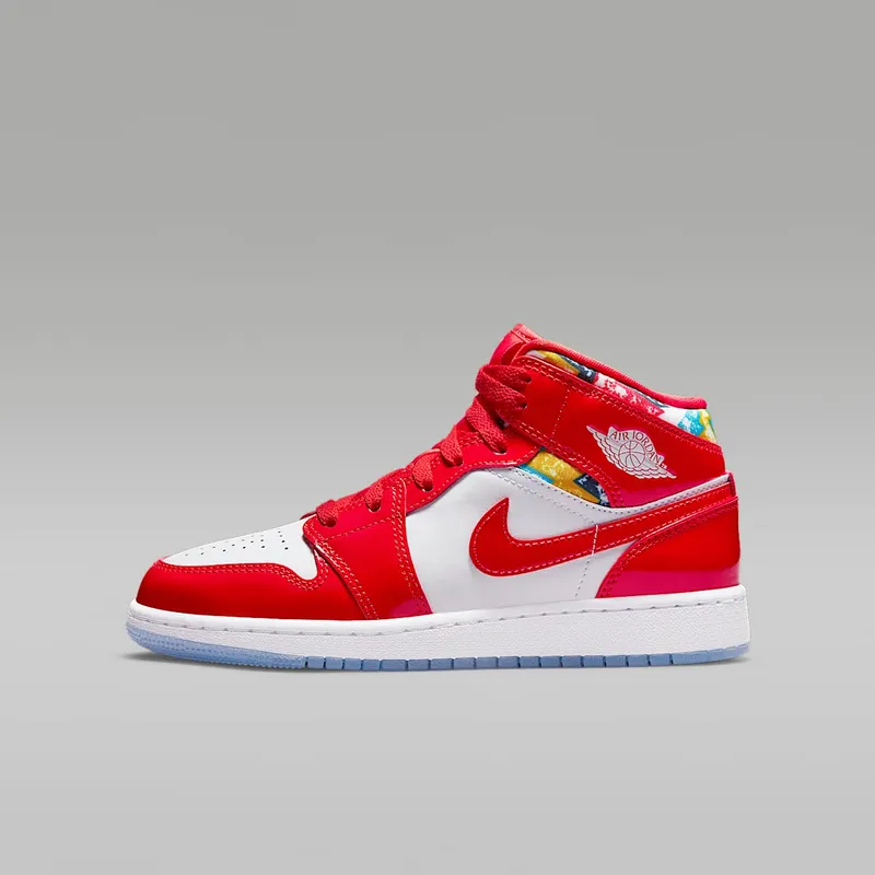 Air Jordan 1 Mid SE Barcelona Sweater (GS) “Chile Red / Pollen / Armoury Navy / White” (DC7248-600)