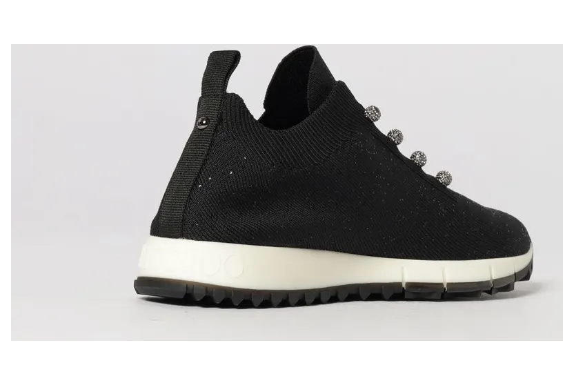 Jimmy Choo Veles Stretch Jersey Sneakers with Embroidered Sequins Black (VELESBNVBLACK) (2)