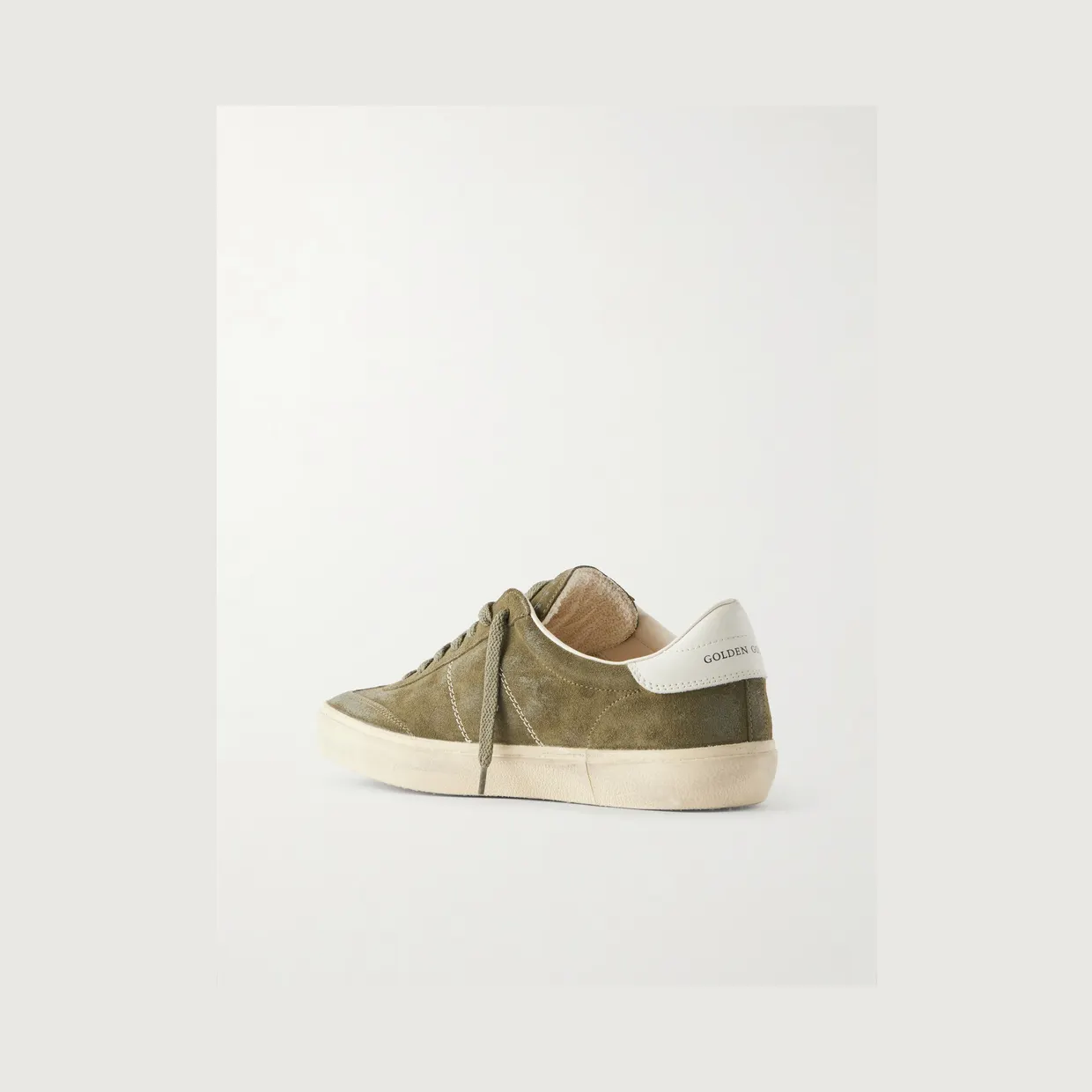 Golden Goose Soul Star Leather-Trimmed Distressed Suede Sneakers Army green (GMF00464.F008346) (4)