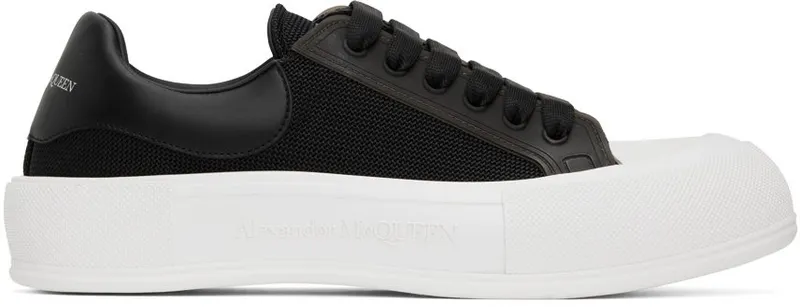 Alexander McQueen Black & White Deck Plimsoll 1000 BLACK/BLACK/BLA (711098W4UB3)