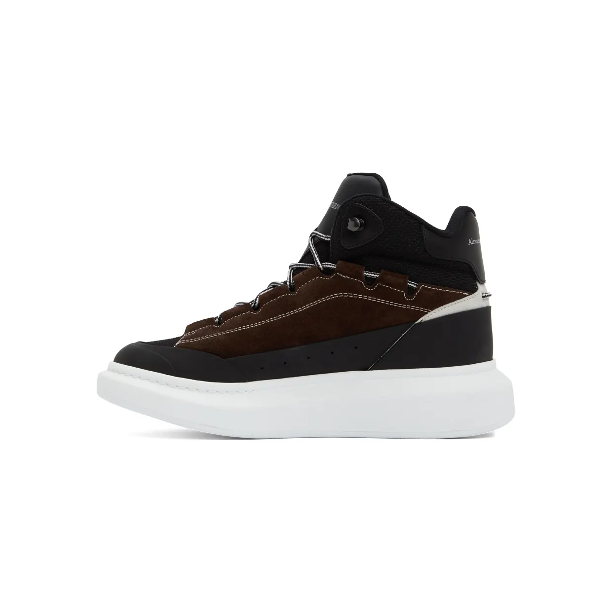 Alexander McQueen Black & Brown Leather High-Top Sneakers (682498WIB9C1459) (3)