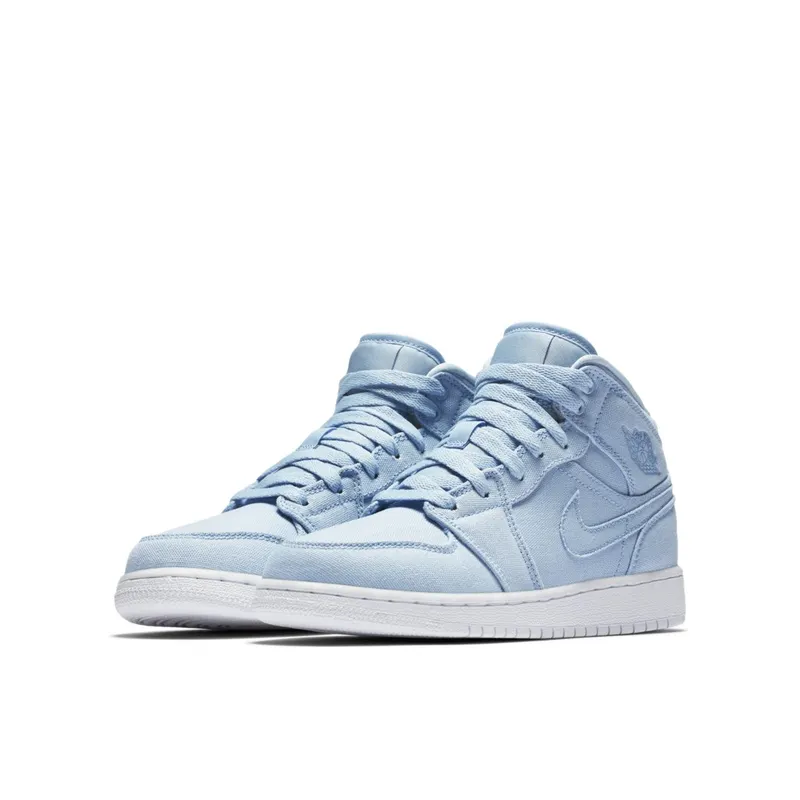 Jordan 1 Mid Canvas Ice Blue (GS) Ice Blue/Ice Blue-White (554725-425)