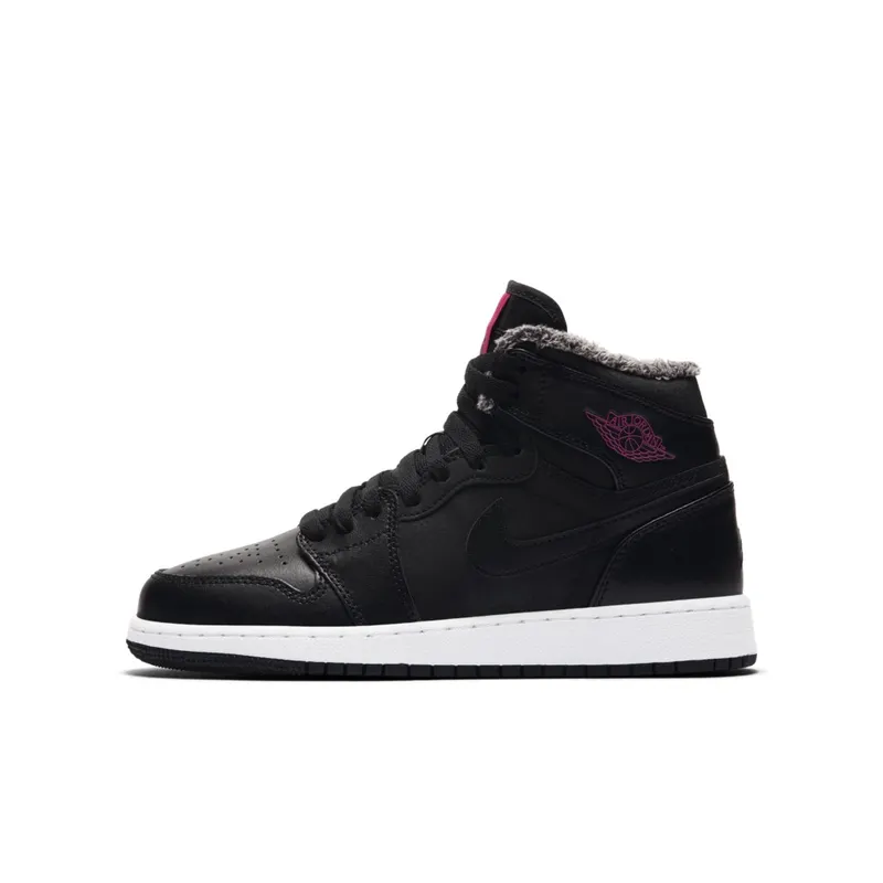 Jordan 1 Retro High Fleece Black Pink (GS) Black/Deadly Pink-White (332148-014)