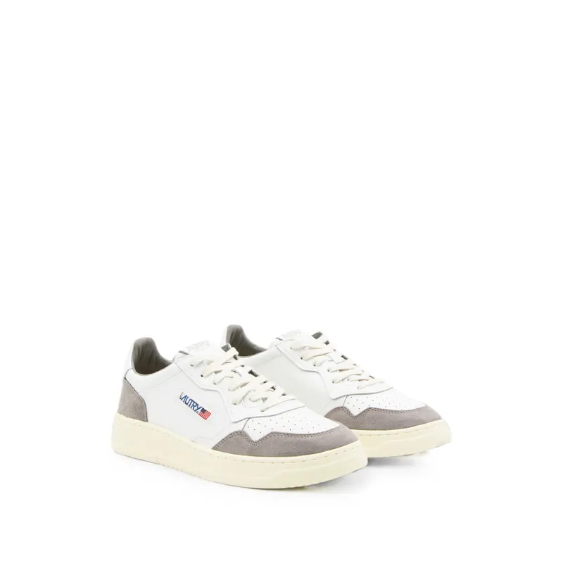 Autry Medalist Suede-panelled Perforated “White/Grey” (AULM FT15)