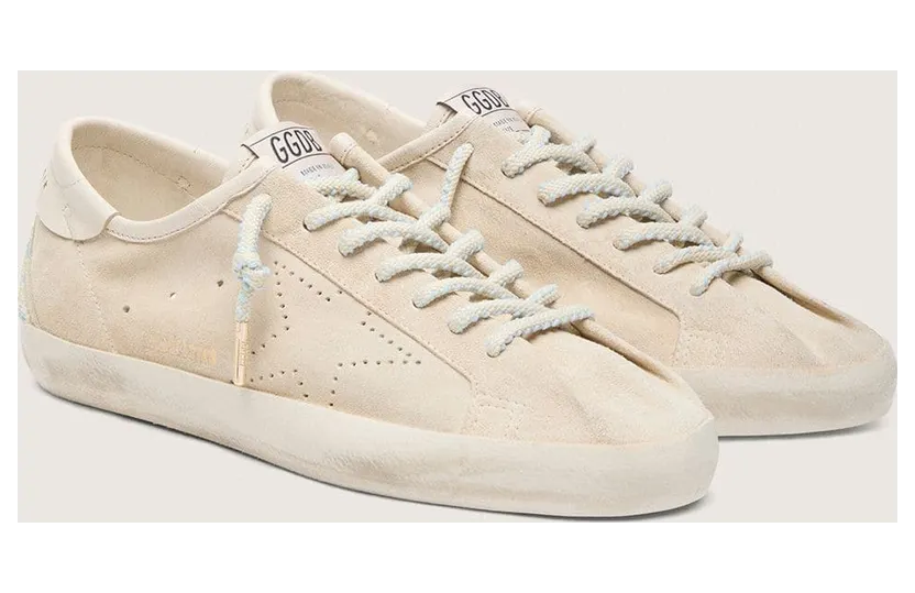 Golden Goose Men’S Super-Star In Cream Suede With Perforated Star And Bead Insert (GMF01077.F008597.15581) (2)