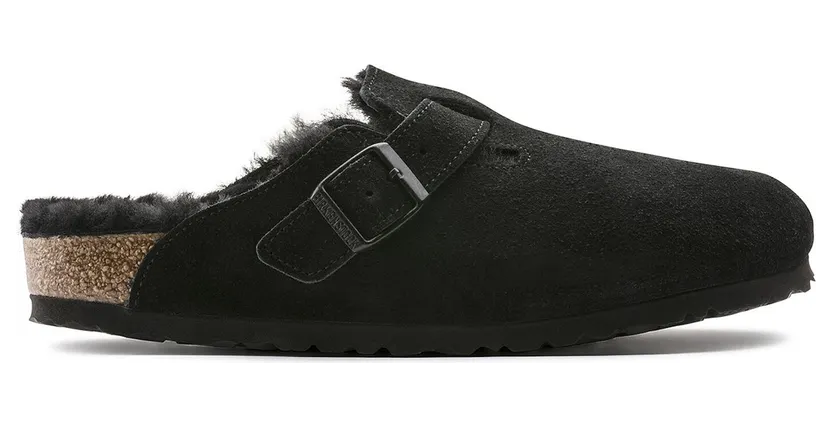 Birkenstock Boston Shearling (Medium/Narrow Fit) Suede Leather Black – “Zwart” (259883)