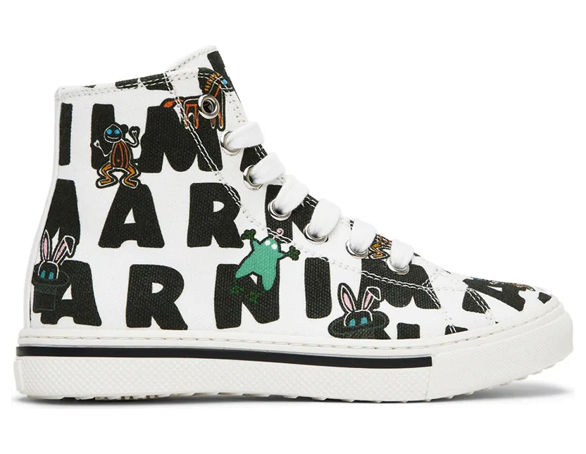 Marni Kids White Graphic High Sneakers (70401)