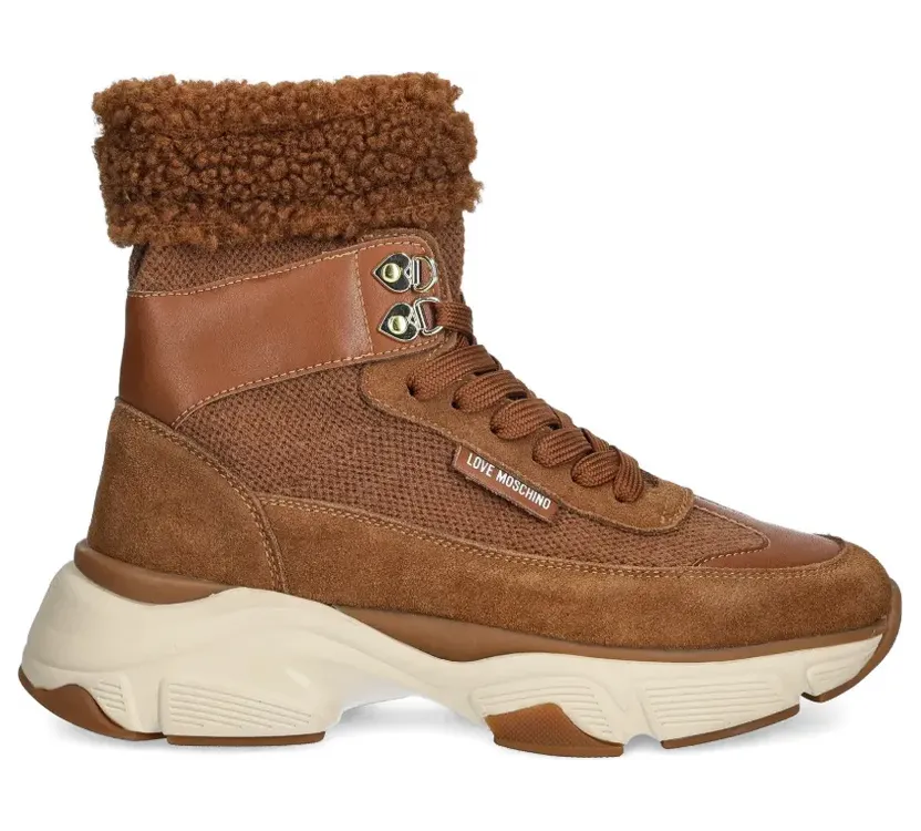 Love Moschino High-Top-Sneakers mit Reißverschluss “Brown” (JA15366G0NIY7)