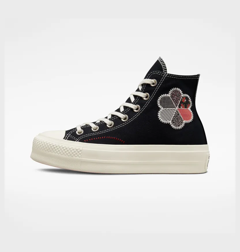 Converse Chuck Taylor All Star Lift Platform Crafted Patchwork Zwart/egret/rood