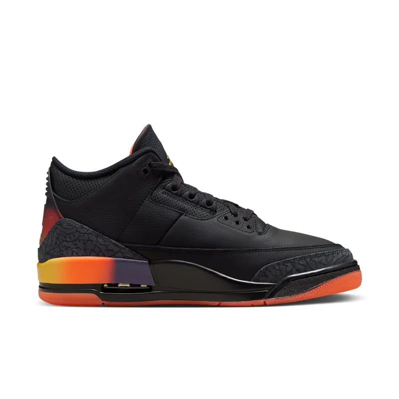 Jordan x J. Balvin Air Jordan 3 “Black/Solar Flare/Total Crimson/Abyss” (FN0344-001)