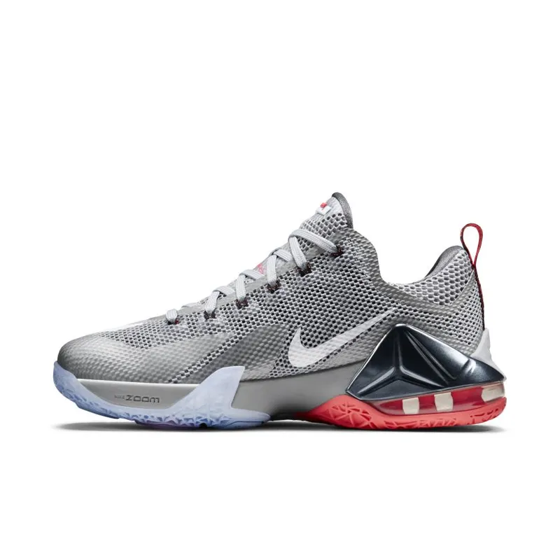 Nike LeBron 12 Low Earned Wolf Grey/White-Dark Grey-Hot Lava (724557-014)