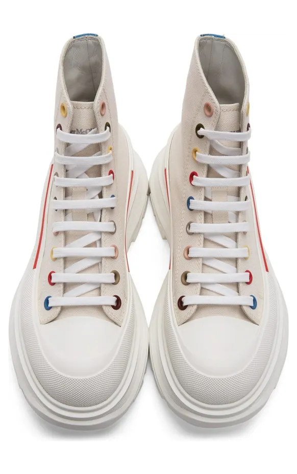 Alexander McQueen White Tread Slick High Sneakers (604254W4MVG) (5)