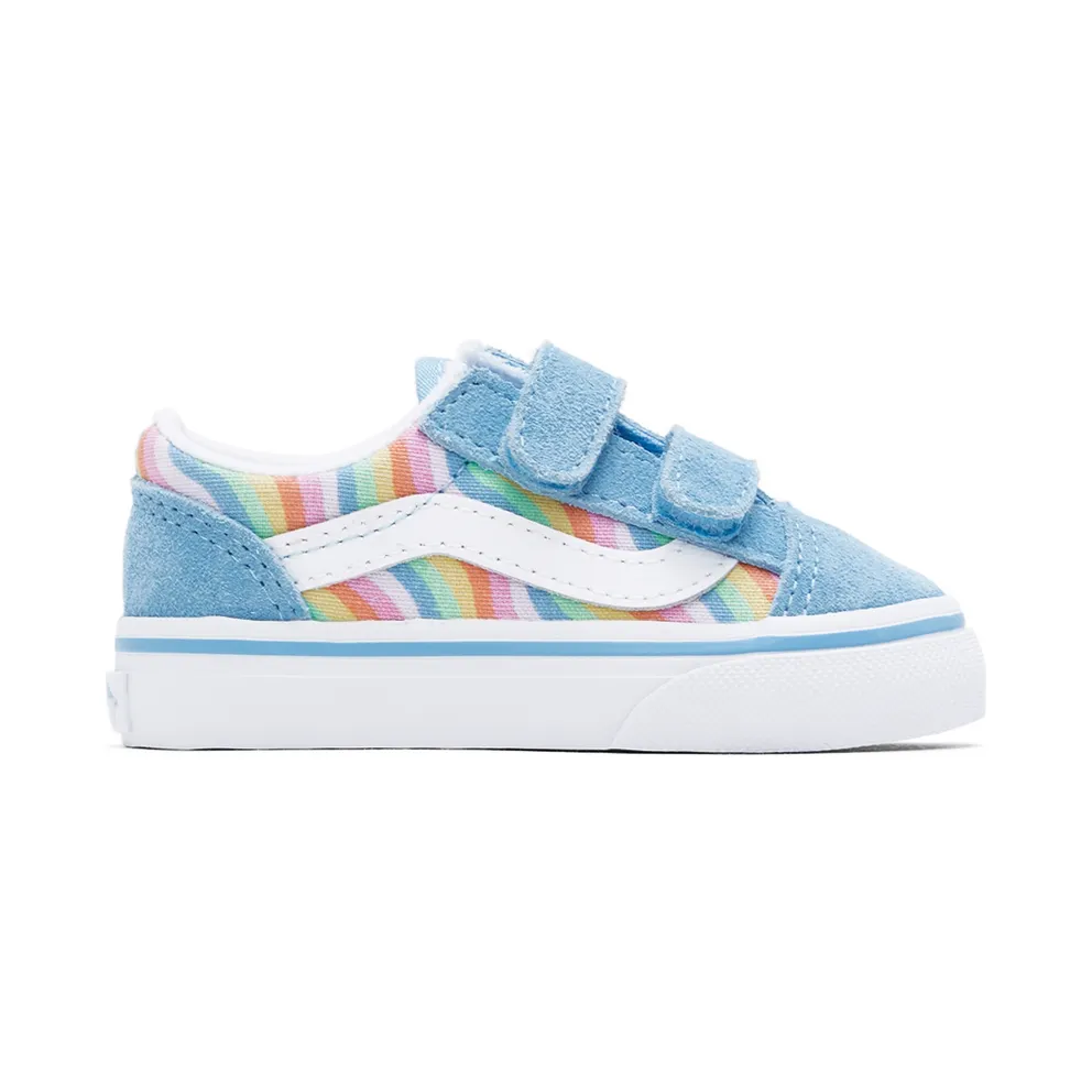 Vans Baby Blue Wavy Rainbow Old Skool V Sneakers (VN000D3YAC21)