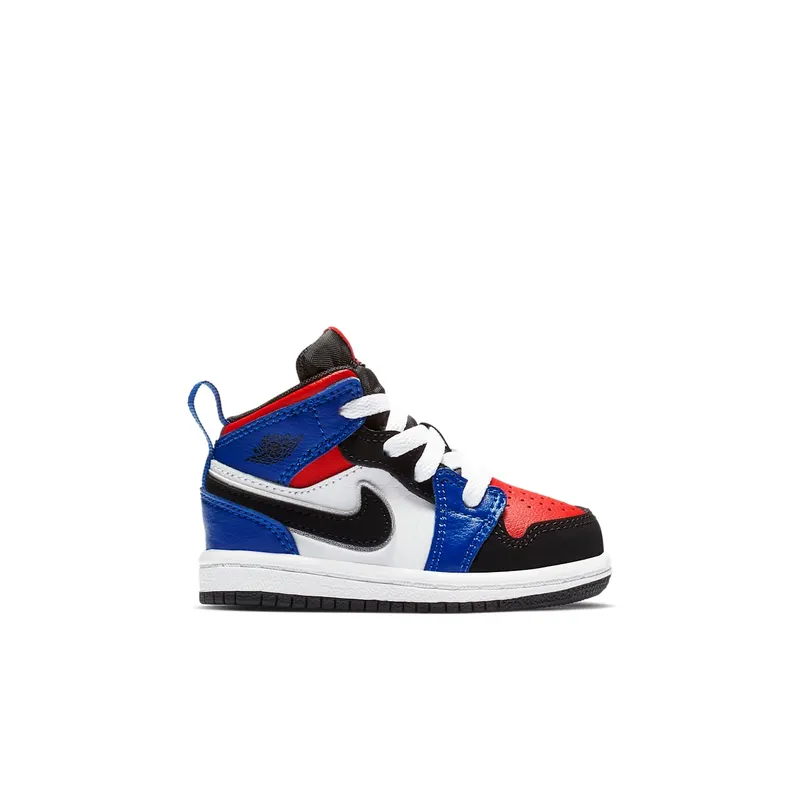 Jordan 1 Mid Top 3 (TD) White/Black-Hyper Royal-University Red-Metallic Silver (640735-124)