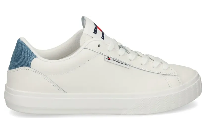 Tommy Hilfiger Tommy Jeans Leren met denim afwerking “White” (EN0EN02652)