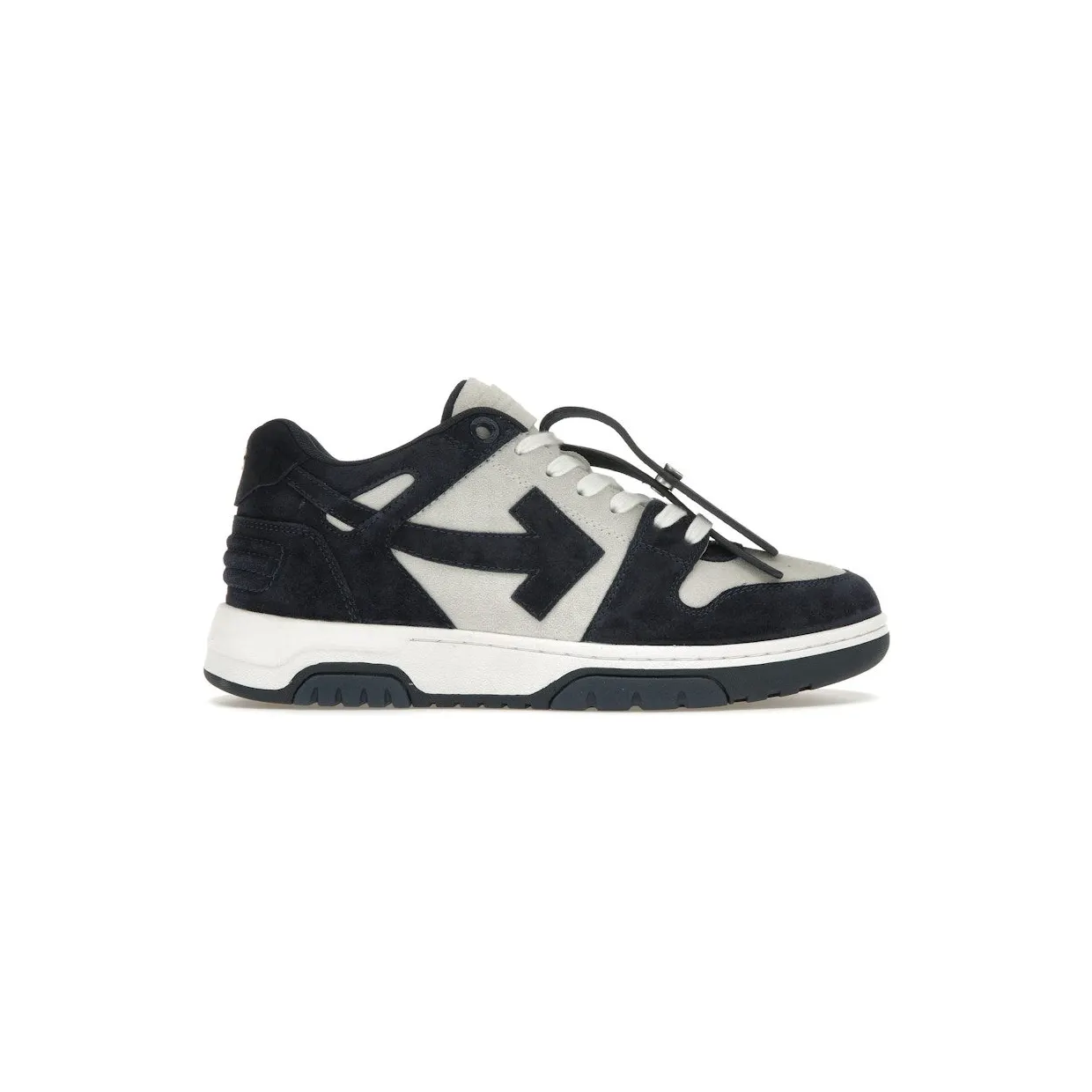 OFF-WHITE Out Of Office OOO Low Tops White Navy Blue Suede (OMIA189F22LEA0020142)
