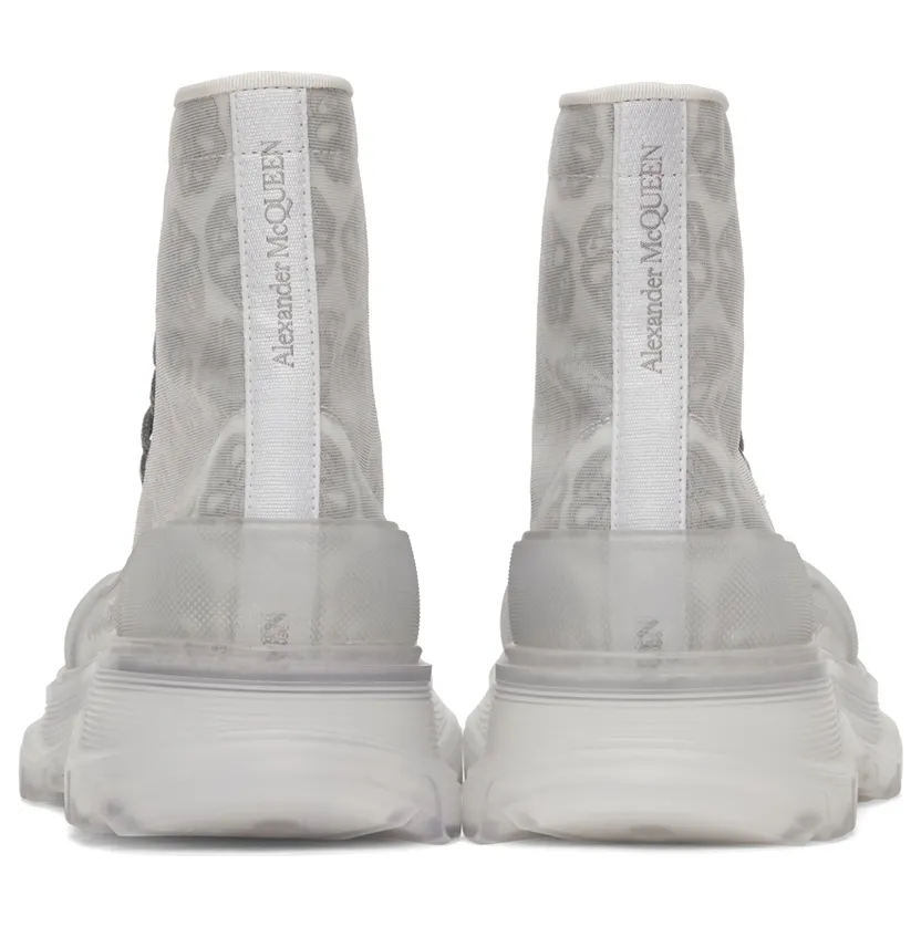 Alexander McQueen Grey Print Tread Slick High Sneakers (662675W4QR1) (4)