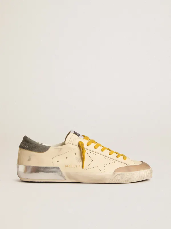 Golden Goose Super-Star In Leather With Perforated Star And Gray Suede Heel Tab (GMF00172.F006024.15606)