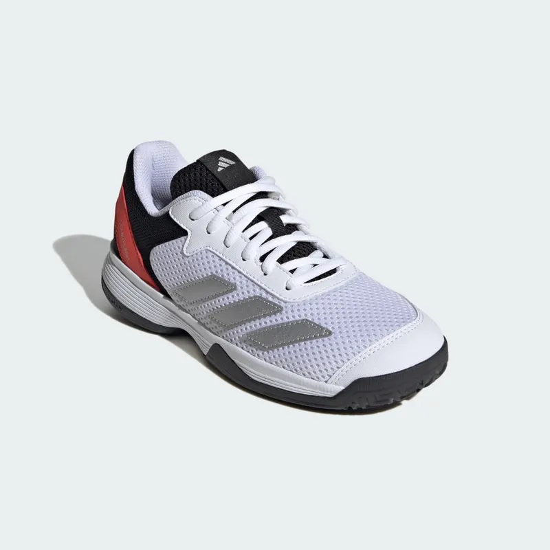 Adidas Courtflash Tennis Kids Cloud White / Silver Metallic / Bright Red (JI2447)