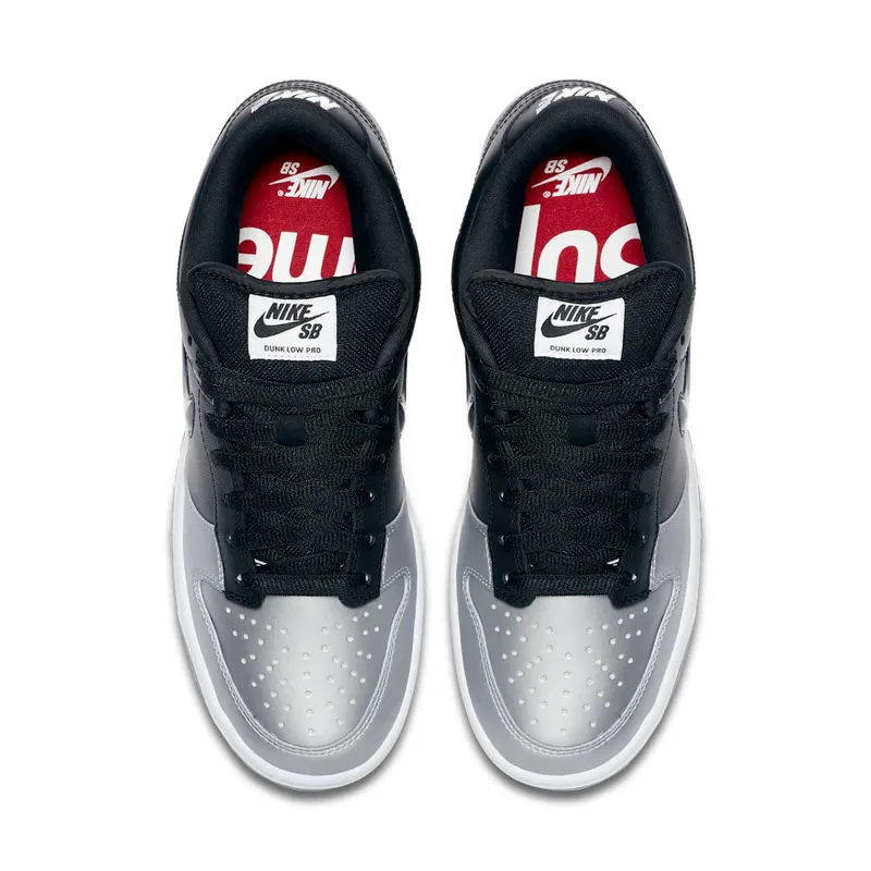 Nike SB Dunk Low Supreme Jewel Swoosh Silver Metallic Silver/Metallic Silver-Black (CK3480-001)