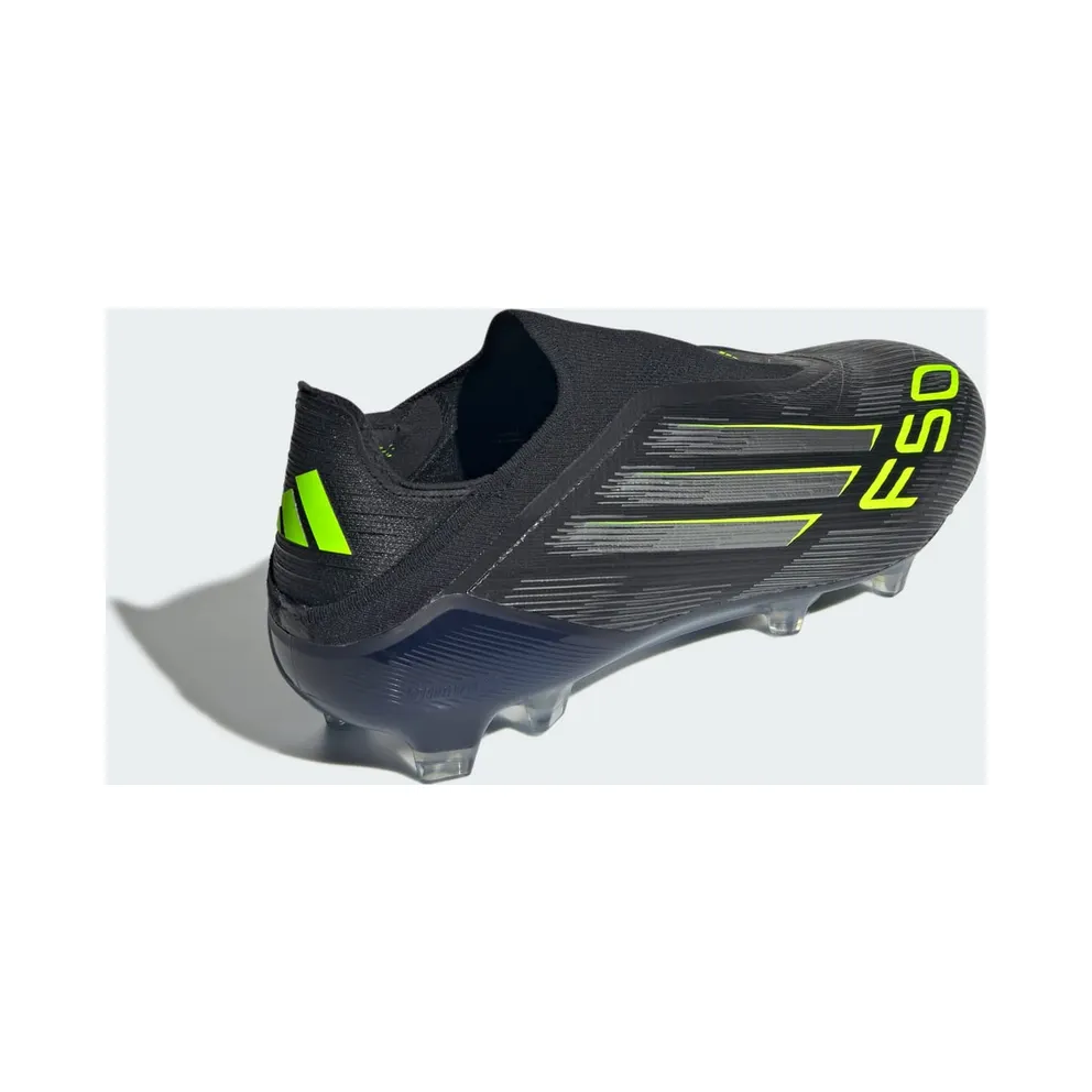 adidas F50 Elite Laceless Firm Ground Boots “Core Black / Iron Metallic / Lucid Lemon” (JH7629)