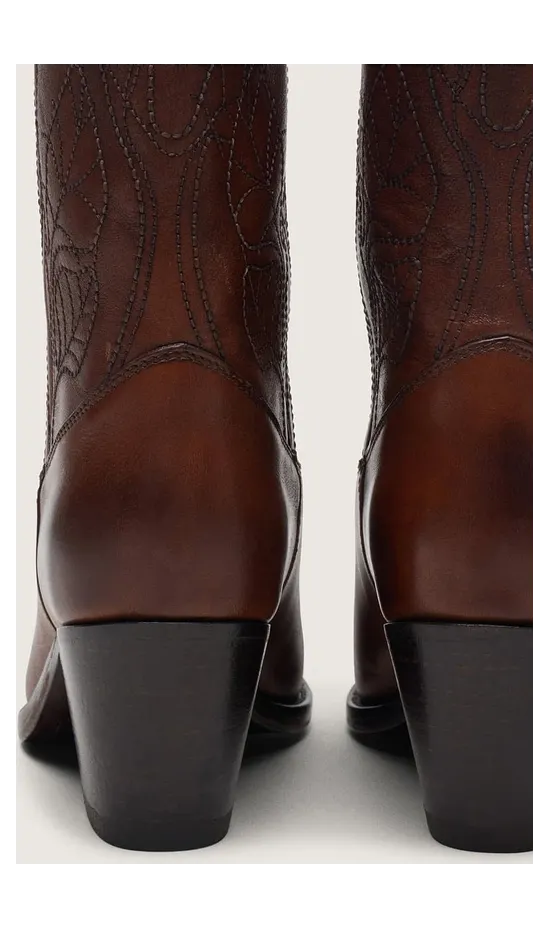 Golden Goose High Wish Star Boots In Brown Leather With Floral Embroidery (GWF01085.F008203.55100) (5)
