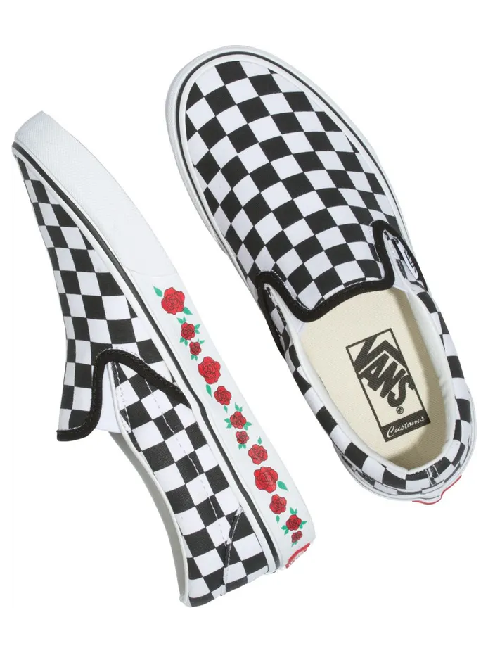VANS Gepersonaliseerde Checkerboard Rose Slip-on Zwart (VN0A3CST812)