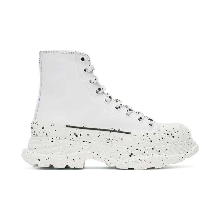 Alexander McQueen White Paint Tread Slick High Sneakers (682413W4MVI)