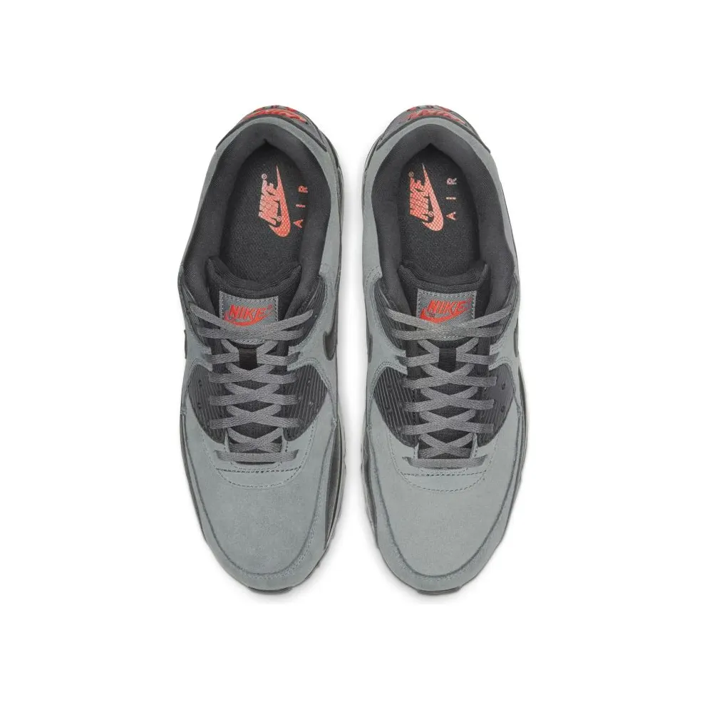Nike Air Max 90 Grey Suede Anthracite/Black-Red (AJ1285-025)