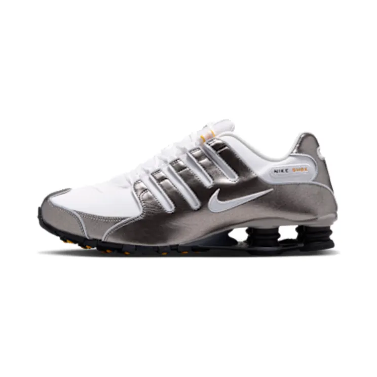 Nike Shox NZ “Summit White / Metallic Pewter / University Gold” (IU7506-100)