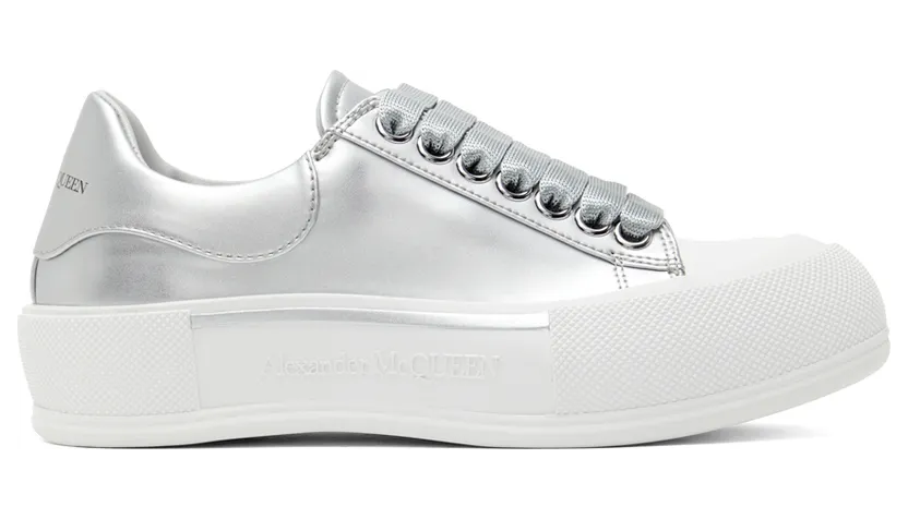 Alexander McQueen Silver Deck Plimsoll Sneakers (697122W4SL3)