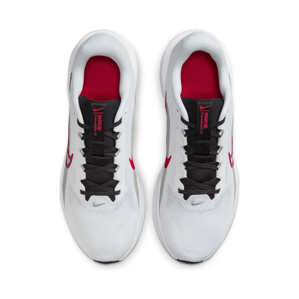 Nike Downshifter 13 White Light Smoke Grey Black Fire Red (FD6454-104)