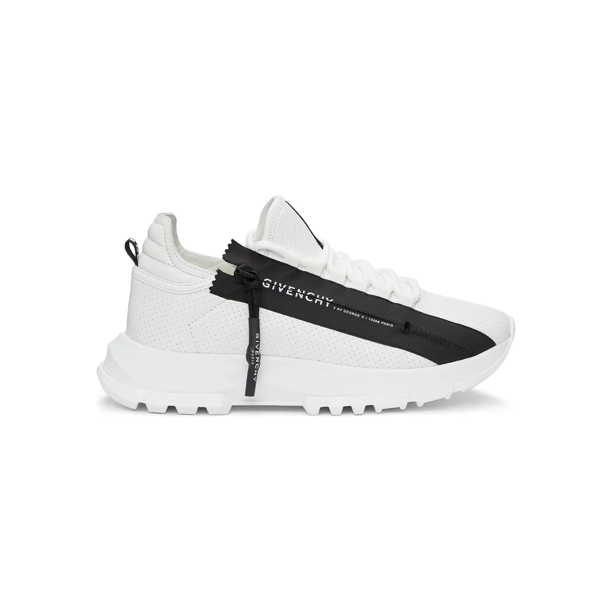 Givenchy White Perforated Leather Spectre Runner Zip Low Sneakers (BE0019E0SV116)