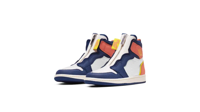 Jordan 1 Retro High Zip Blue Void Turf Orange (W) Sail/Bright Citron-Blue Void-Turf Orange (AQ3742-100)