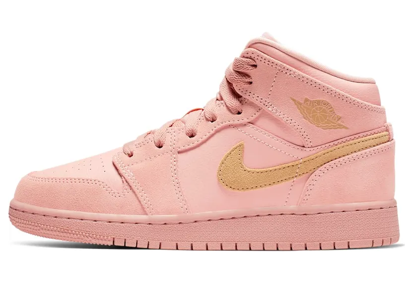 Jordan 1 Mid Coral Gold (GS) “Coral Stardust / Club Gold” (BQ6931-600)
