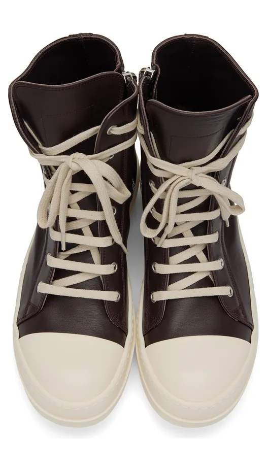 Rick Owens Grey Calfskin High Sneakers (RU01B1890 LPO) (5)