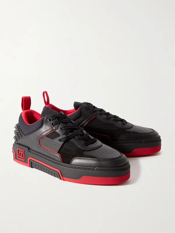 Christian Louboutin Astroloubi Spiked Leather, Suede and Mesh Sneakers Black (1240578) (3)