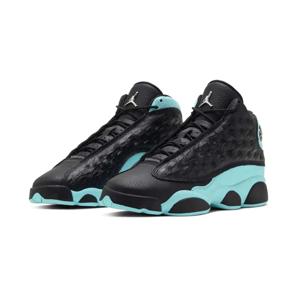 Jordan 13 Retro Black Island Green (GS) Black/Metallic Silver-Island Green (884129-030)
