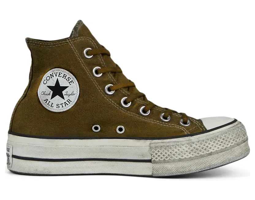 Converse Dames Distressed Color Platform Chuck Taylor All Star High Top Rust Green (567384C)